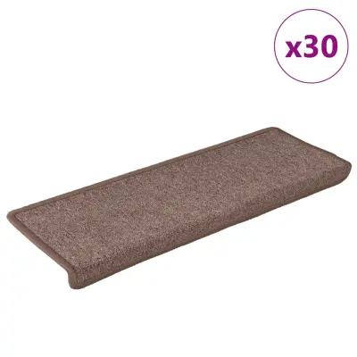 vidaXL Preproge za stopnice 30 kosov 65x21x4 cm rjava