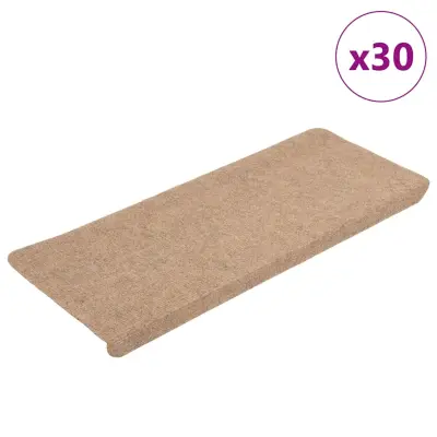 vidaXL Samolepilne preproge za stopnice 30 kosov bež 65x24,5x3,5 cm