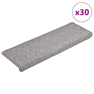 vidaXL Podloge za stopnice 30 kosov 65x21x4 cm svetlo siva