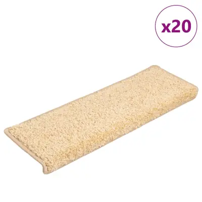 vidaXL Preproge za stopnice 20 kosov 65x21x4 cm krem