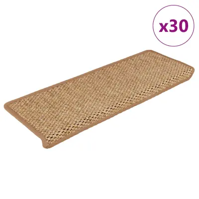 vidaXL Samolepilne preproge za stopnice sisal 30 kosov 65x21x4 oranžne
