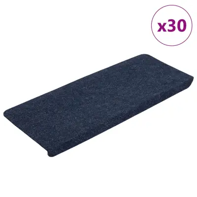 vidaXL Preproge za stopnice samolepilne 30 kosov modra 65x24,5x3,5 cm