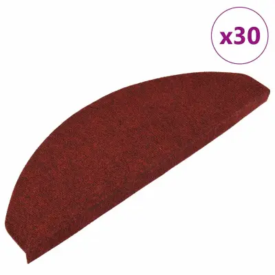 vidaXL Samolepilne preproge za stopnice 30 kosov rdeča 65x22,5x3,5 cm