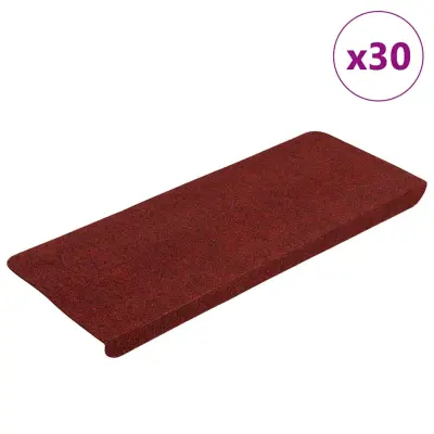 vidaXL Preproge za stopnice samolepilne 30 kosov rdeča 65x24,5x3,5 cm