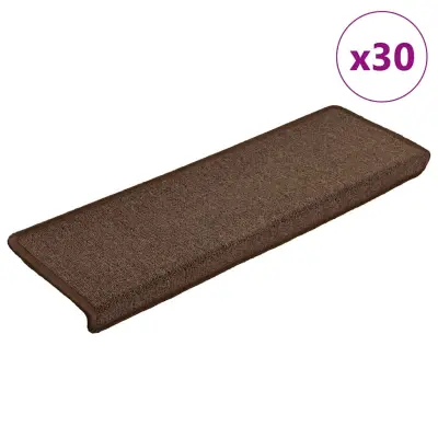 vidaXL Preproge za stopnice 30 kosov 65x21x4 cm rjava
