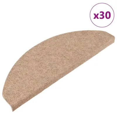 vidaXL Samolepilne preproge za stopnice 30 kosov bež 65x22,5x3,5 cm