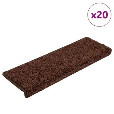 vidaXL Preproge za stopnice 20 kosov 65x21x4 cm rjave