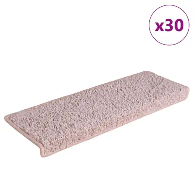 vidaXL Preproge za stopnice 30 kosov 65x21x4 cm bela in roza