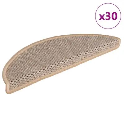 vidaXL Samolepilne preproge za stopnice sisal 30 kosov 56x17x3 cm bež