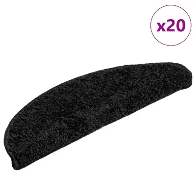 vidaXL Podloge za stopnice 20 kosov črne 56x17x3 cm