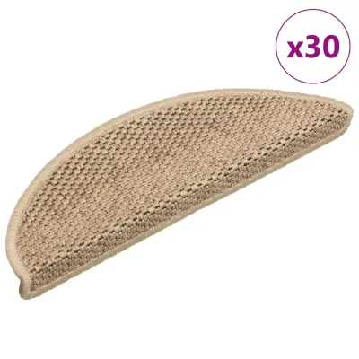 vidaXL Samolepilne preproge za stopnice sisal 30 kosov 56x17x3cm pesek