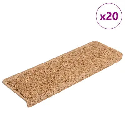 vidaXL Preproge za stopnice 20 kosov 65x21x4 cm bež