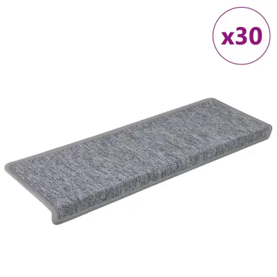 vidaXL Podloge za stopnice 30 kosov 65x21x4 cm bela in siva
