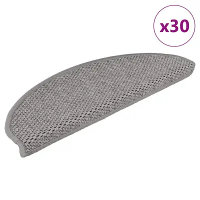 vidaXL Samolepilne preproge za stopnice sisal 30 kosov 65x21x4 srebrne