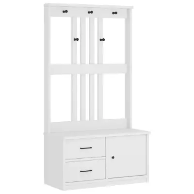 vidaXL Drevo za dvorano "SANDENS" bela 87x40x159,5 cm masivni les bora
