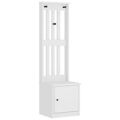 vidaXL Drevo za dvorano "SANDENS" bela 45x40x159,5 cm masivni les bora