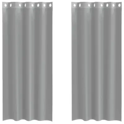 vidaXL Voile zavese z vponkami 2 kosa svetlo siva 140x245 cm