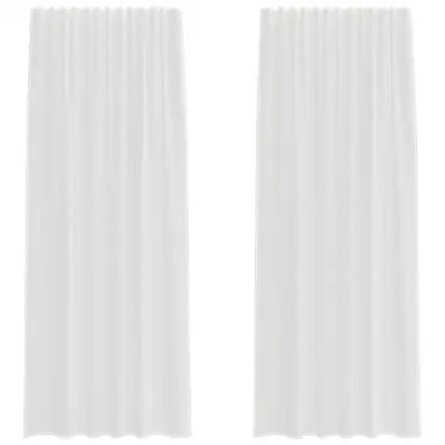 vidaXL Voile zavese z zankami 2 kosa Bela 140x225 cm