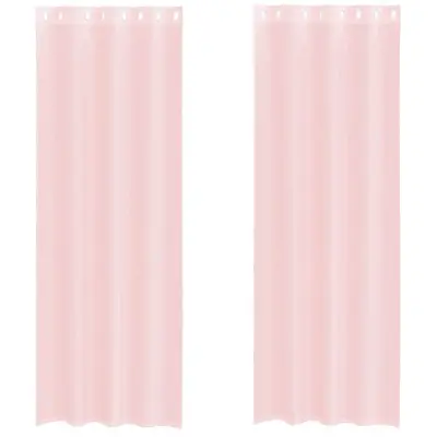 vidaXL Voile zavese z vponkami 2 kosa svetlo roza 140x260 cm