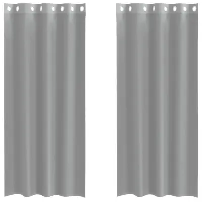 vidaXL Voile zavese z vponkami 2 kosa svetlo siva 140x225 cm
