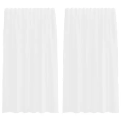 vidaXL Voile zavese z zankami 2 kosa Bela 140x175 cm