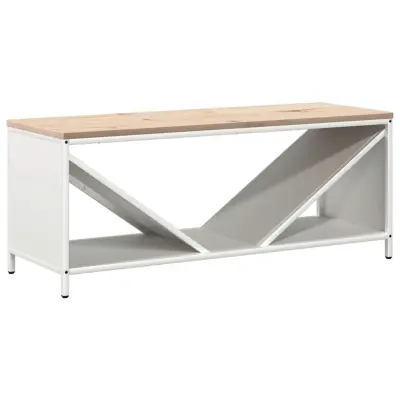 vidaXL Stojalo za drva z lesenim zgornjim delom bela 100,5x35,5x40 cm