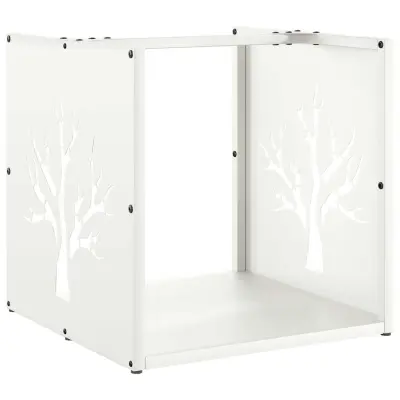 vidaXL Stojalo za drva belo 40x40x40 cm hladno valjano jeklo