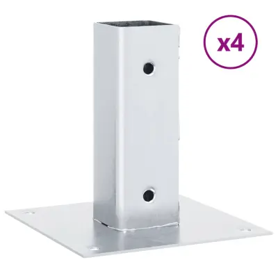 vidaXL Post Bases Square 4 kosi Silver 51x51 mm Pocinkano jeklo