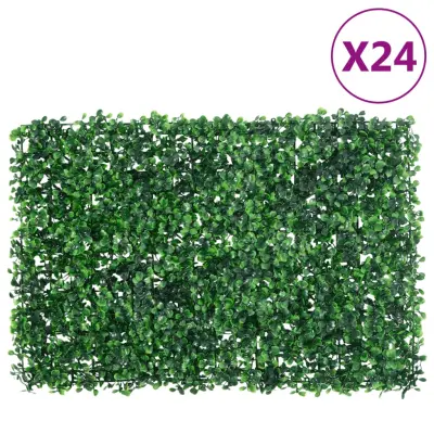  vidaXL Ograja iz umetnega grmovja 24 kosov zelena 40x60 cm