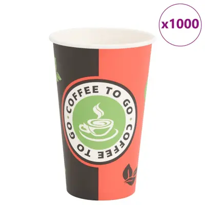 vidaXL Papirnate skodelice za kavo 1000 kosov 16oz 400ml Rdeča in črna