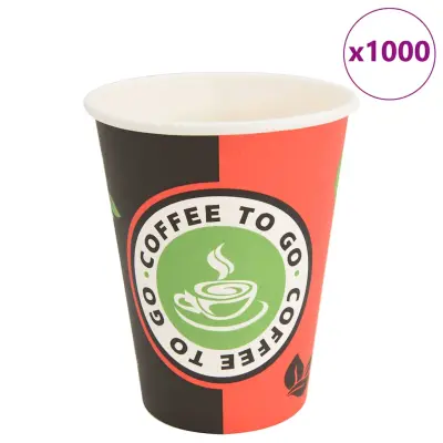 vidaXL Papirnate skodelice za kavo 1000 kosov 12oz 300ml Rdeča in črna