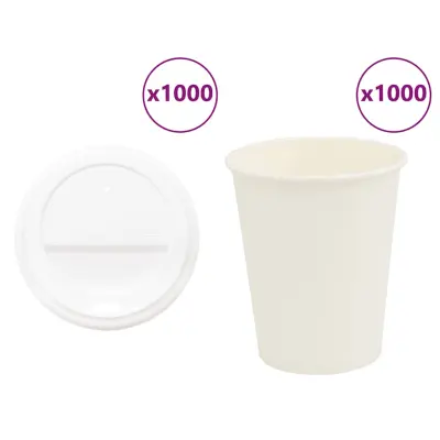 vidaXL Papirnate skodelice za kavo s pokrovčki 1000 kosov 8oz 200ml