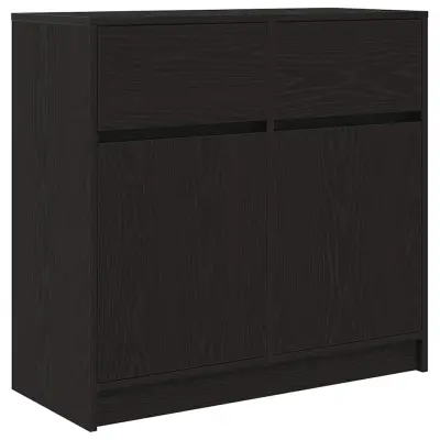 vidaXL Komoda s predalom črna hrast 80x34x76 cm inženirski les