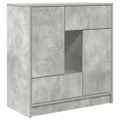 vidaXL Komoda s predali in vrati, betonsko siva, 70,5x34x74,5 cm