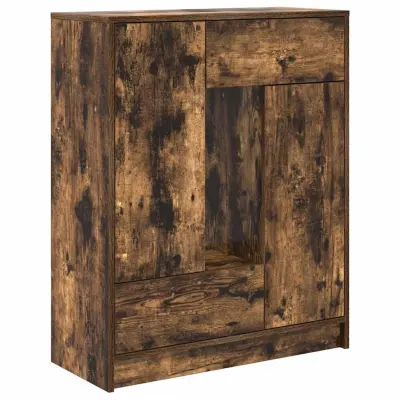 vidaXL Komoda s predali in vrati, dimljeni hrast, 73x31x90 cm