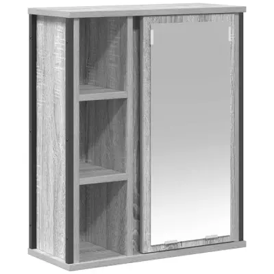 vidaXL Kopalniška stenska omarica z ogledalom siva sonoma 50x21x60 cm