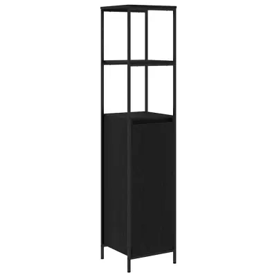 vidaXL Kopalniška omarica s policami črni hrast 36x35x165 cm