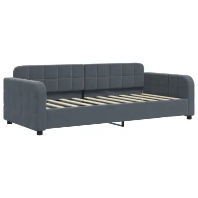 vidaXL Dnevna postelja brez vzmetnice temno siva 90x190 cm žamet