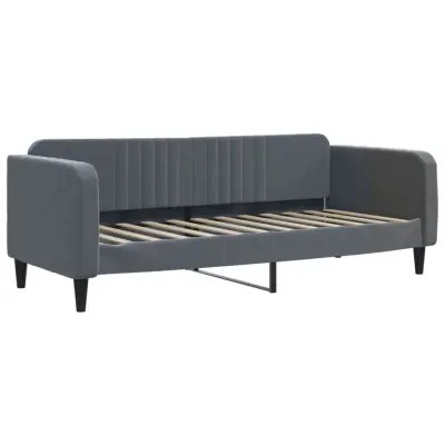 vidaXL Dnevna postelja brez vzmetnice temno siva 90x190 cm žamet