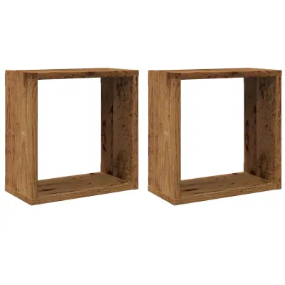 vidaXL Stenske kocke police 2 kosa starega lesa 30x15x30 cm
