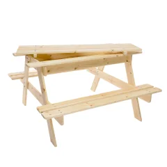 Piknik miza za otroke s peskovnikom, trden les jelke - zunanja in notranja uporaba - 90x90xV50 cm - Timbela M010-1