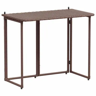 vidaXL Zložljiva vrtna miza Brown 90x51x75 cm Poly Rattan
