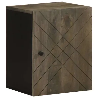 vidaXL Stenska kopalniška omarica črna 38x33x48 cm masivni les Mango