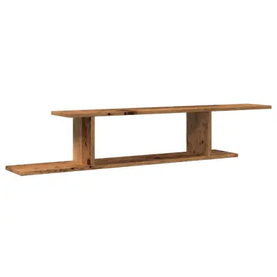 vidaXL Stenska TV polica Old Wood 125x18x23 cm Inženirski les