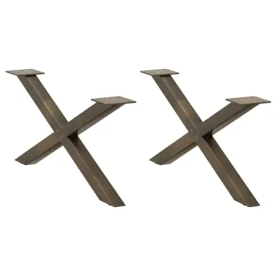 vidaXL Noge za klubsko mizico v obliki črke X, 2 kosa, naravno jeklo, 70 x (30-31) cm, jeklo