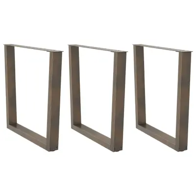 vidaXL Noge za jedilno mizo v obliki črke V, 3 kosi, naravno jeklo, 90 x (72-73,3) cm, jeklo