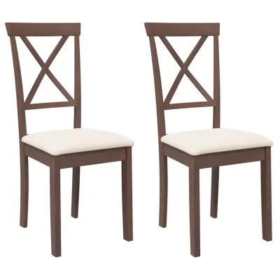 vidaXL Jedilni stoli z blazinami 2 kosa Brown Solid Wood Rubber