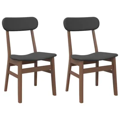 vidaXL Jedilni stoli z blazinami 2 kosa Brown Solid Wood Rubber