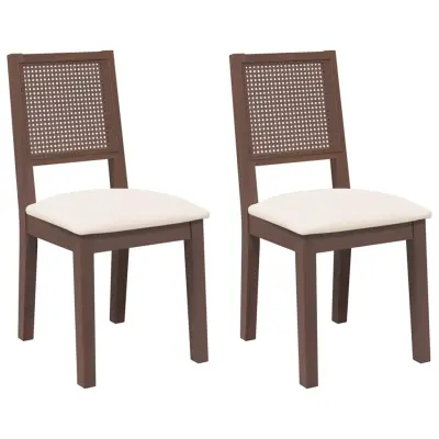vidaXL Jedilni stoli z blazinami 2 kosa Brown Solid Wood Rubber