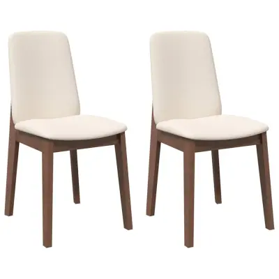 vidaXL Jedilni stoli z blazinami 2 kosa Brown Solid Wood Rubber